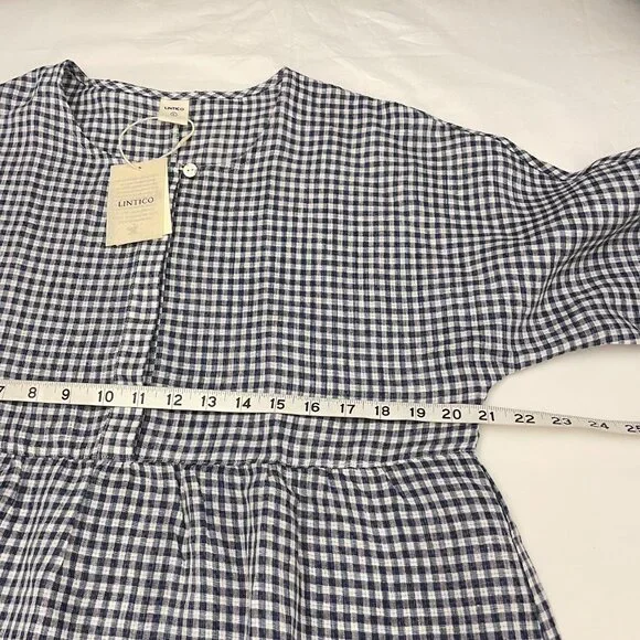 Lintico Caroline Linen Gingham Check Long-Sleeved Top - Picture 8 of 11